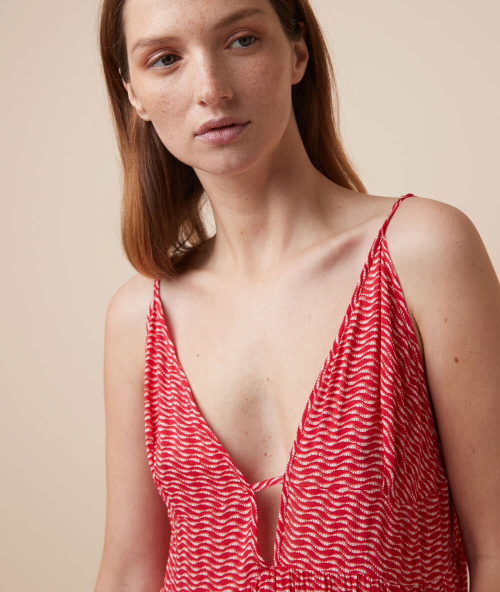 Robe longue à bretelles multicolore.
