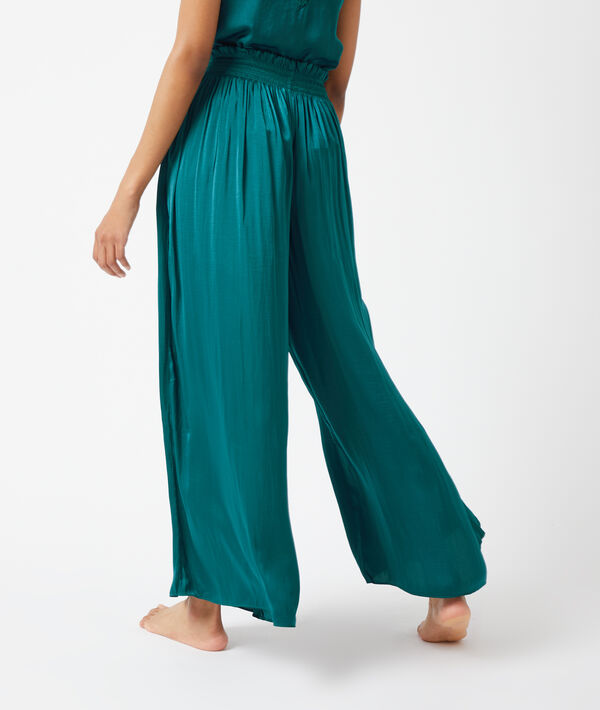 Pantalon satiné, smocké à la taille Pantalon satiné, smocké à la taille;${refinementColor}