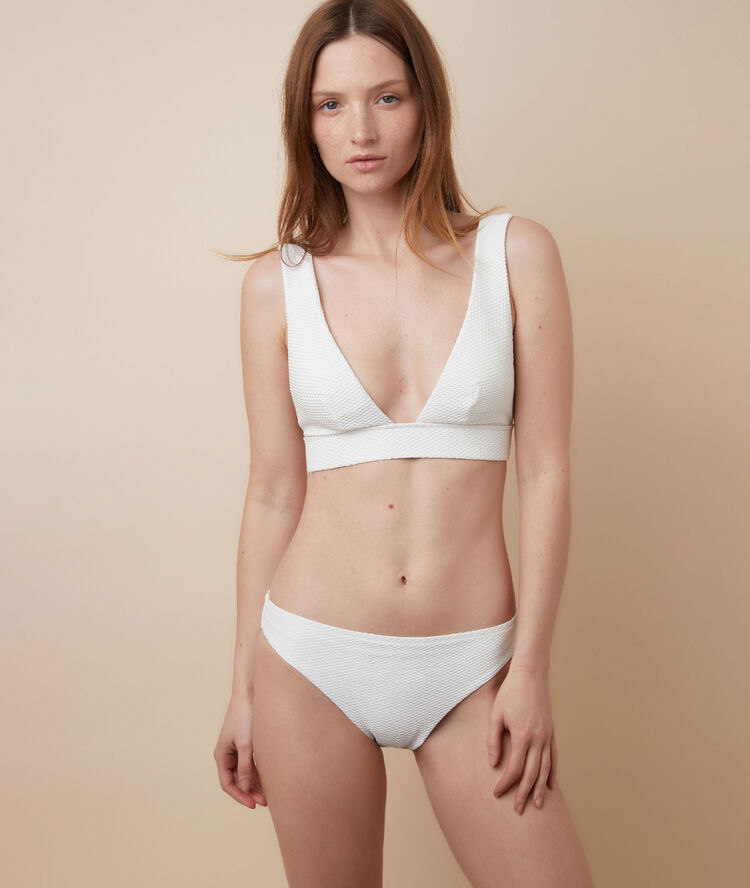 Haut de maillot de bain triangle, pads amovibles blanc.