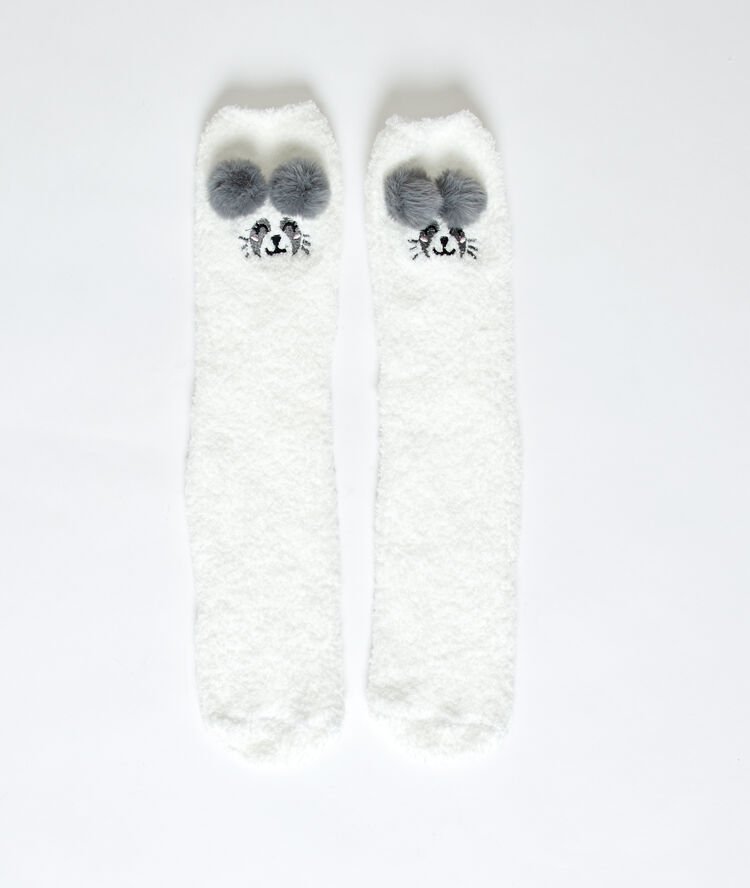 Chaussettes homewear panda blanc.