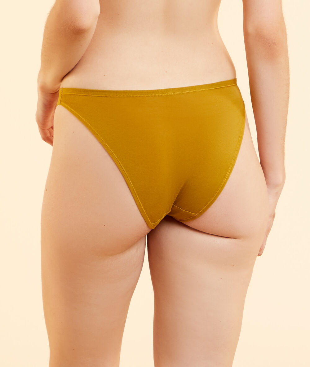 Culotte high leg en coton bio extensible anis.