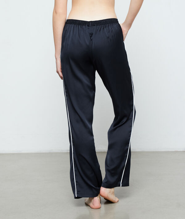 Pantalon de pyjama d'homme satiné noir.