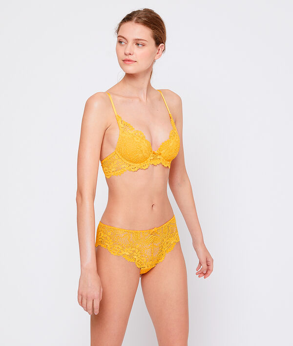 Soutien-gorge n°6 - triangle décolleté en v jaune soleil.