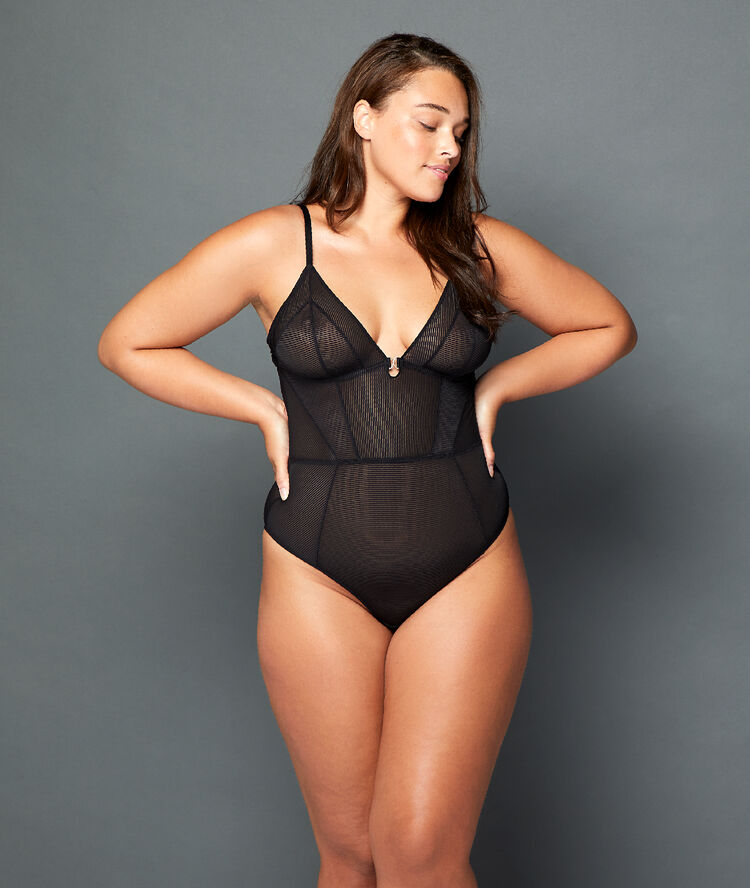 Body à dos ouvert noir.