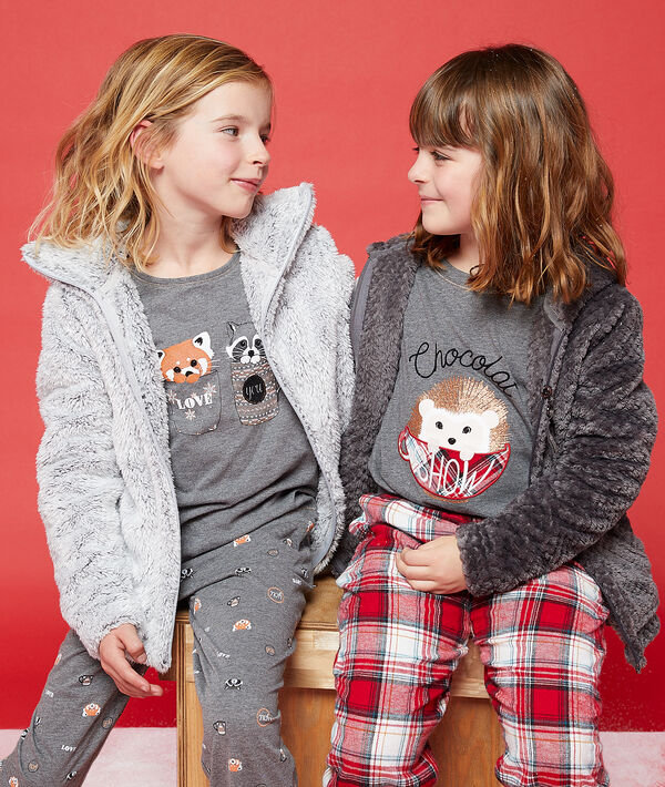 Pyjama 3 pièces enfant gris.