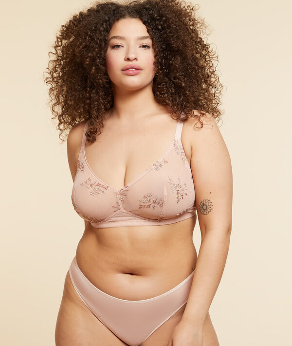 Soutien-gorge triangle sans armatures en tulle brodée Soutien-gorge triangle sans armatures en tulle brodée;${refinementColor}