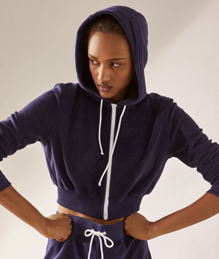 Sweat-shirt crop-top marine.
