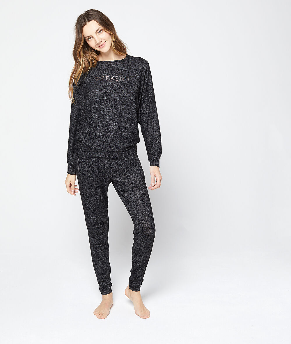 Top fluide chiné "week-end" gris.