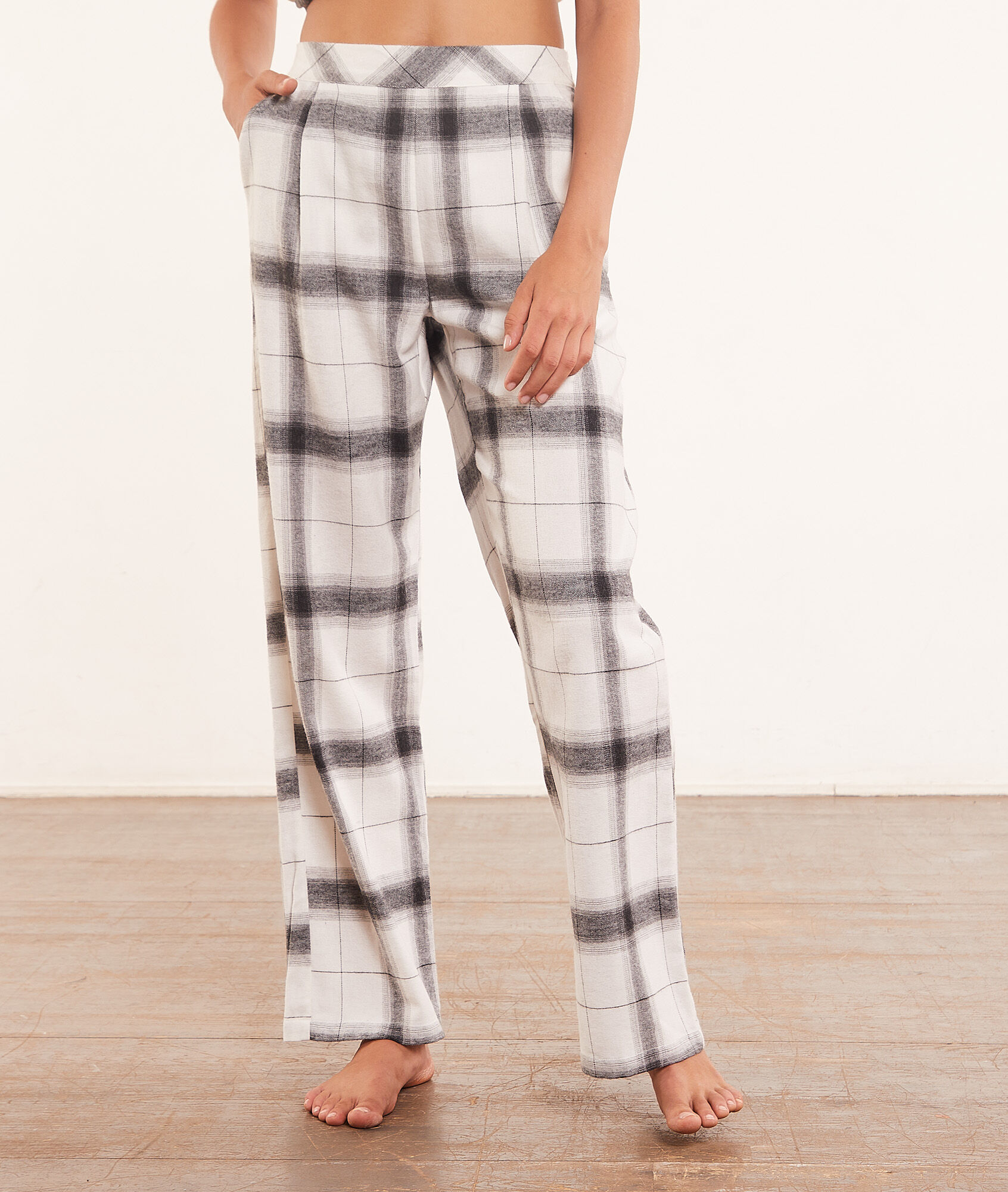 Pantalon de pyjama à carreaux - Daila - XS - Ecru - Femme - Etam