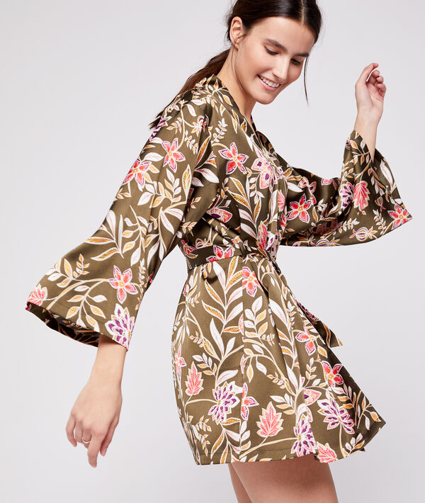 Kimono déshabillé satin imprimé Kimono déshabillé satin imprimé