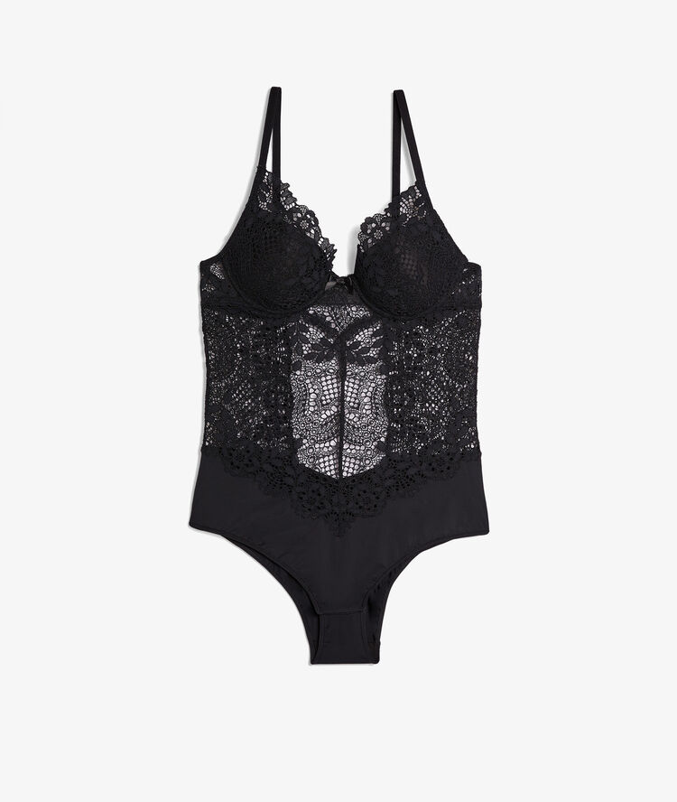 Body en dentelle, dos ouvert noir.