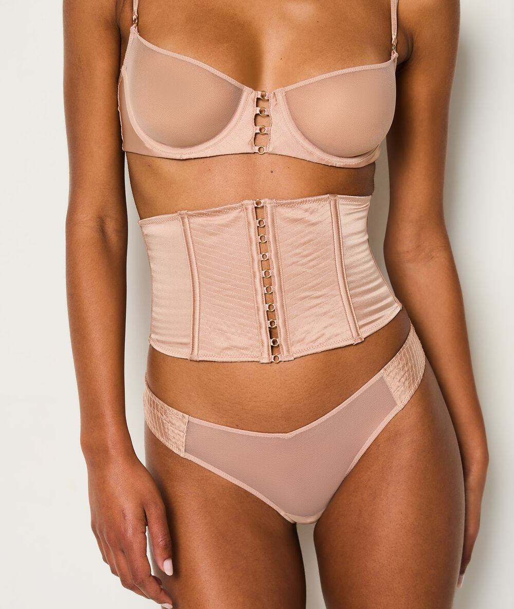 Serre-taille en soie blush.