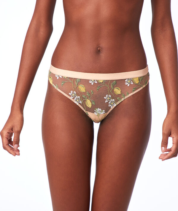 Tanga en tulle brodé Tanga en tulle brodé;${refinementColor}