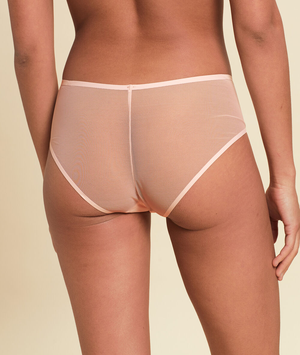 Shorty en microfibre et mesh invisible blush.