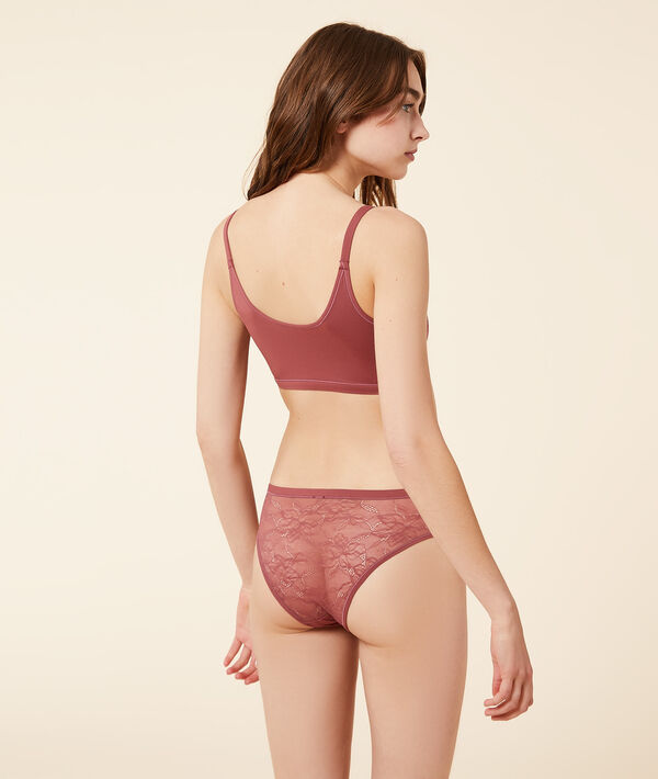 Brassière réversible en dentelle et microfibre extensible Brassière réversible en dentelle et microfibre extensible;${refinementColor}