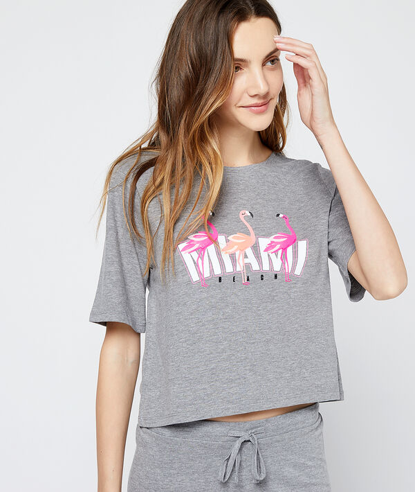 T-shirt court "miami beach" gris.