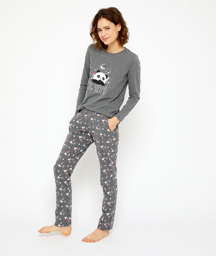 Pyjama 3 pièces "zen" gris.