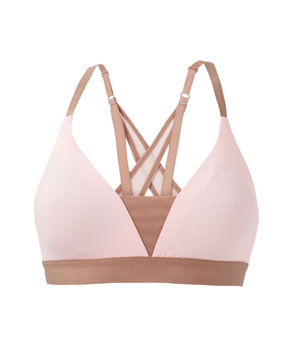 Brassière technique à 4 bretelles - maintien léger rose.