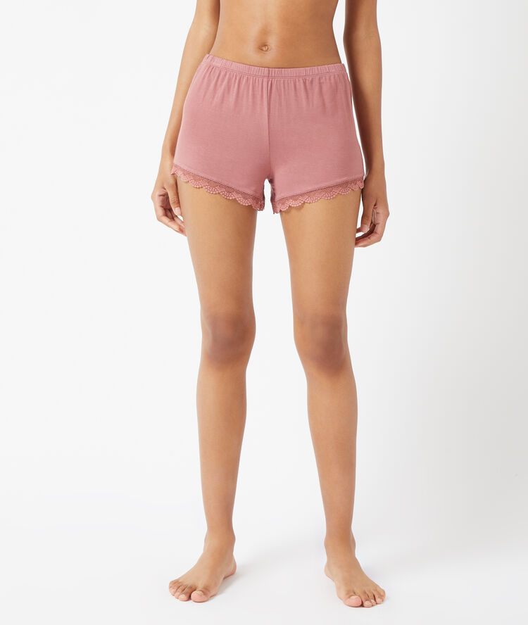 Short bords dentelle blush.
