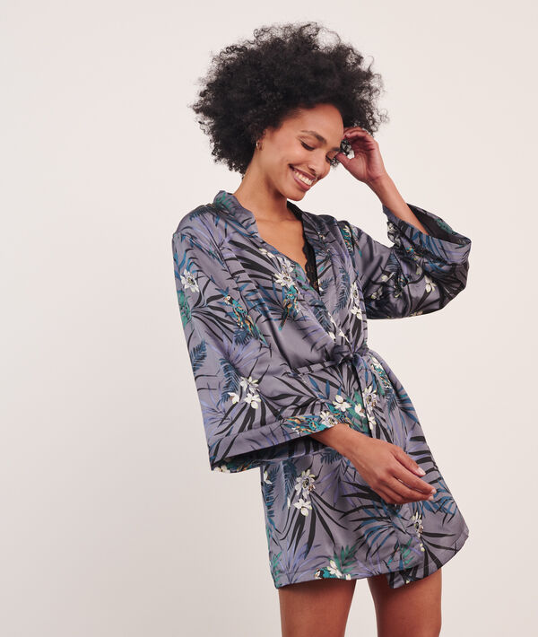 Kimono satiné doublé polaire Kimono satiné doublé polaire;${refinementColor}