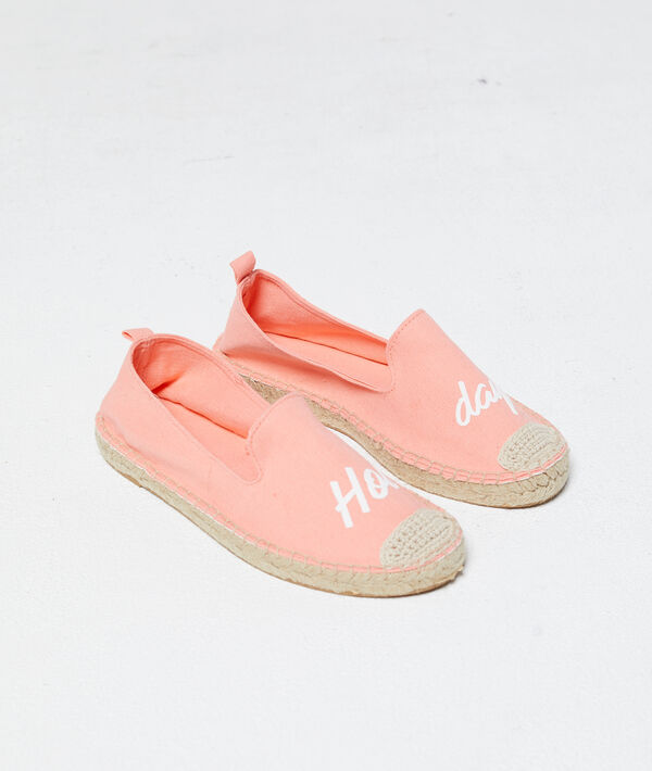 Espadrilles à message multicolore.