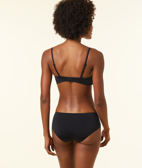 Bandeau microfibre push up, bretelles amovibles - bonnets a/b noir.