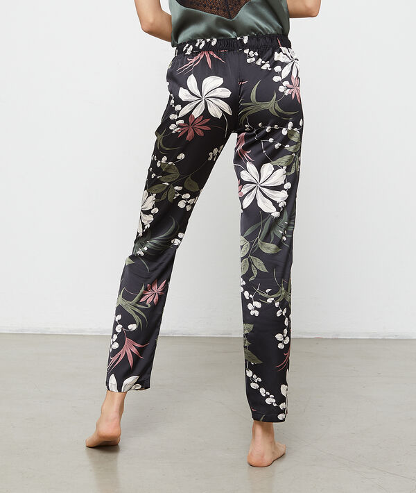 Pantalon satiné imprimé fleuri Pantalon satiné imprimé fleuri