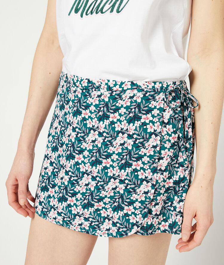 Short portefeuille imprimé fleuri vert.