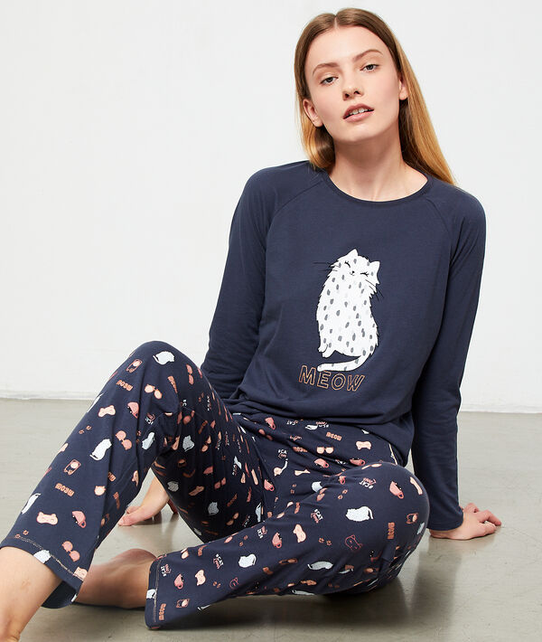 Pantalon imprimé bleu.