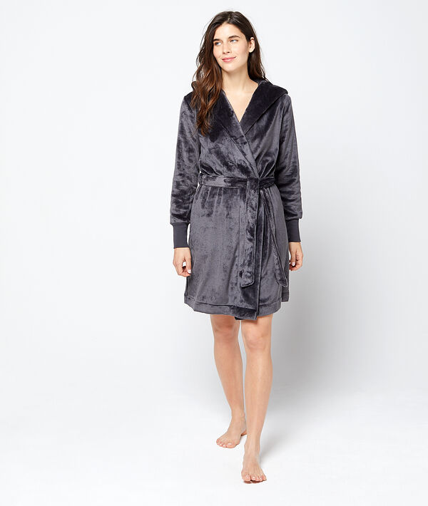 Déshabillé épais maille ultra douce gris.