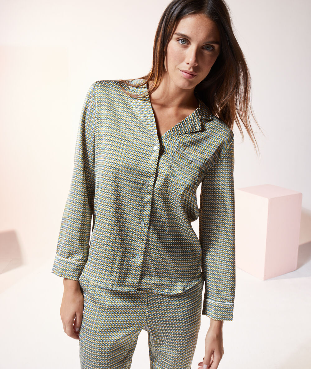 Chemise de pyjama imprimé imp fd ecru.