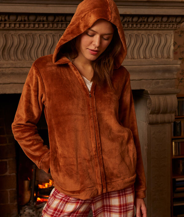 Pyjama 3 pièces "hiberner pour mieux rêver" terracotta.