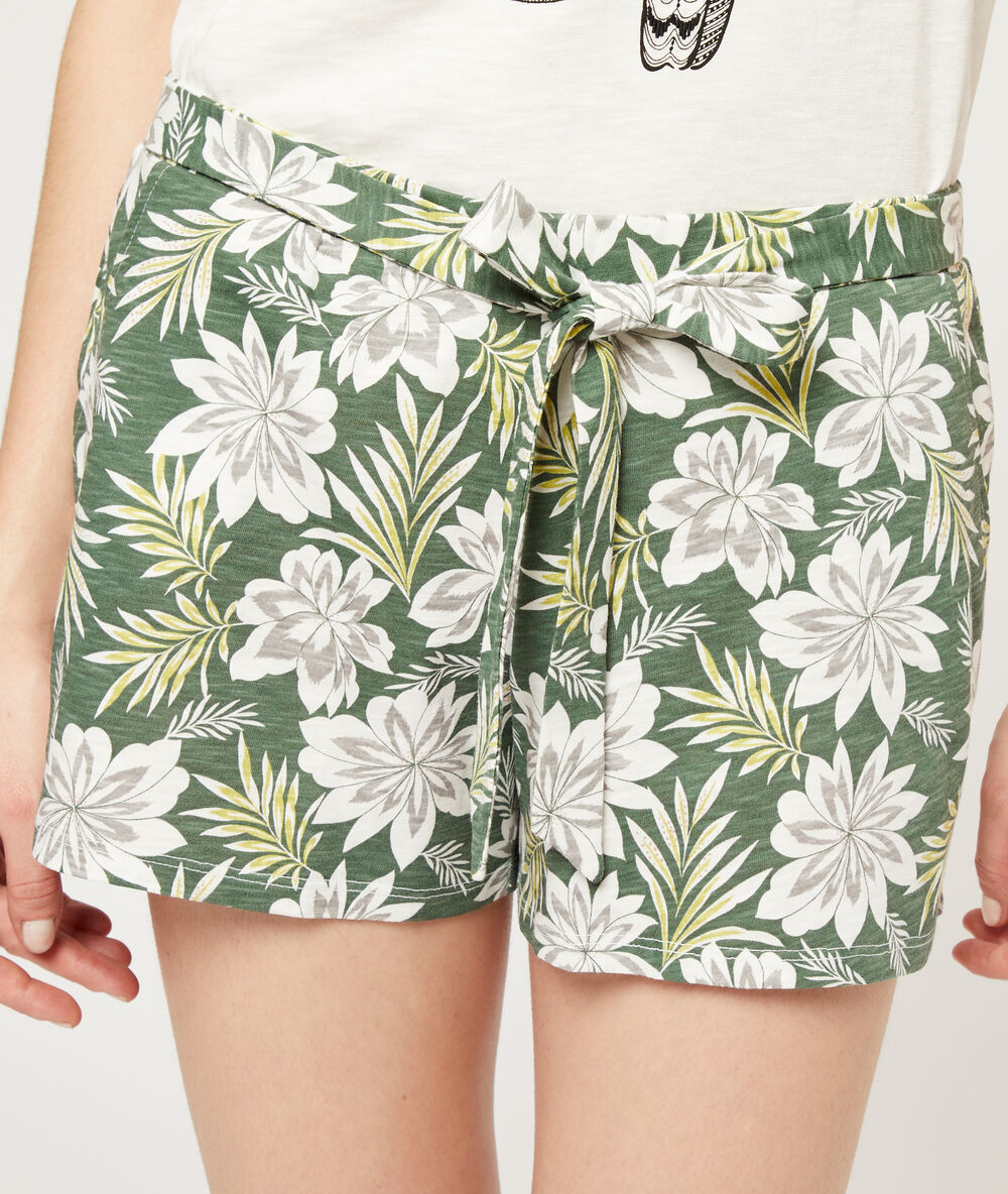 Short imprimé floral ecru.