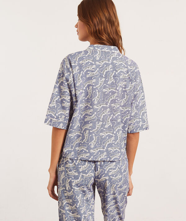 Chemise manches courtes imprimée tigres Chemise manches courtes imprimée tigres;${refinementColor}