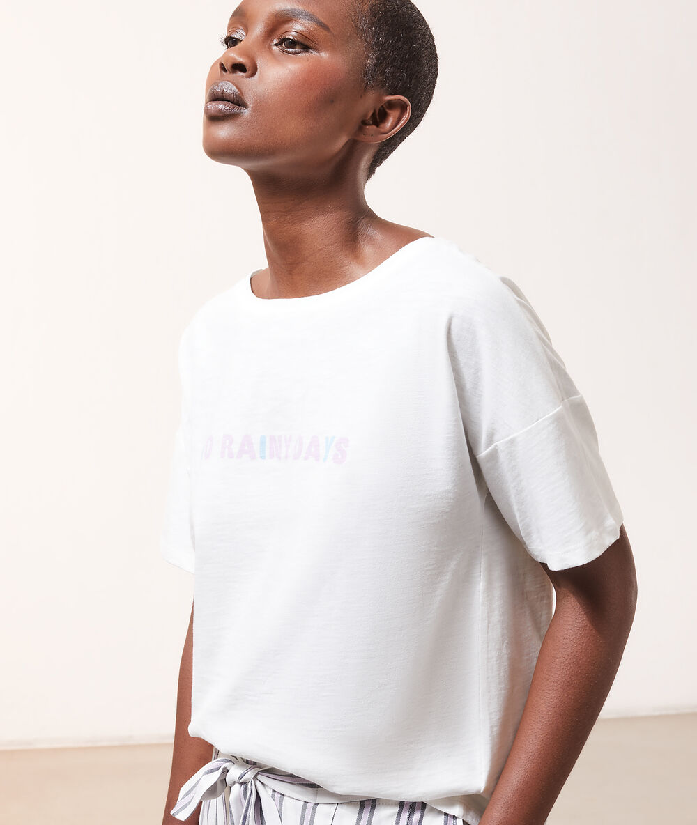 T-shirt "no rainy days" ecru.