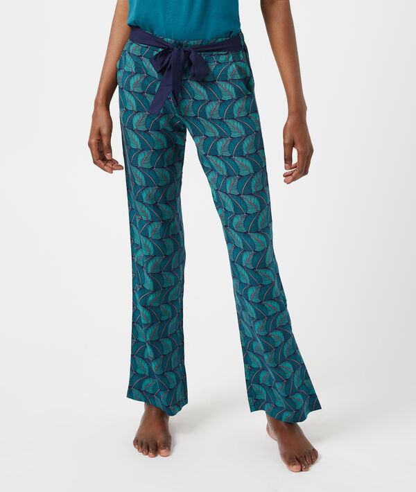 Pantalon imprimé, ceinture satinée Pantalon imprimé, ceinture satinée;${refinementColor}