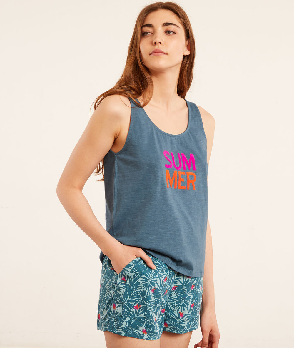 Débardeur de pyjama "summer" bleu.