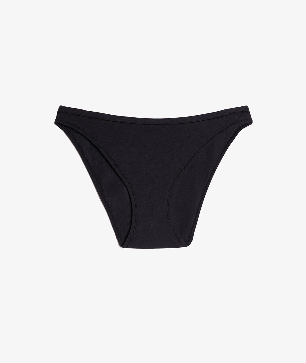 Culotte high leg en coton bio extensible noir.
