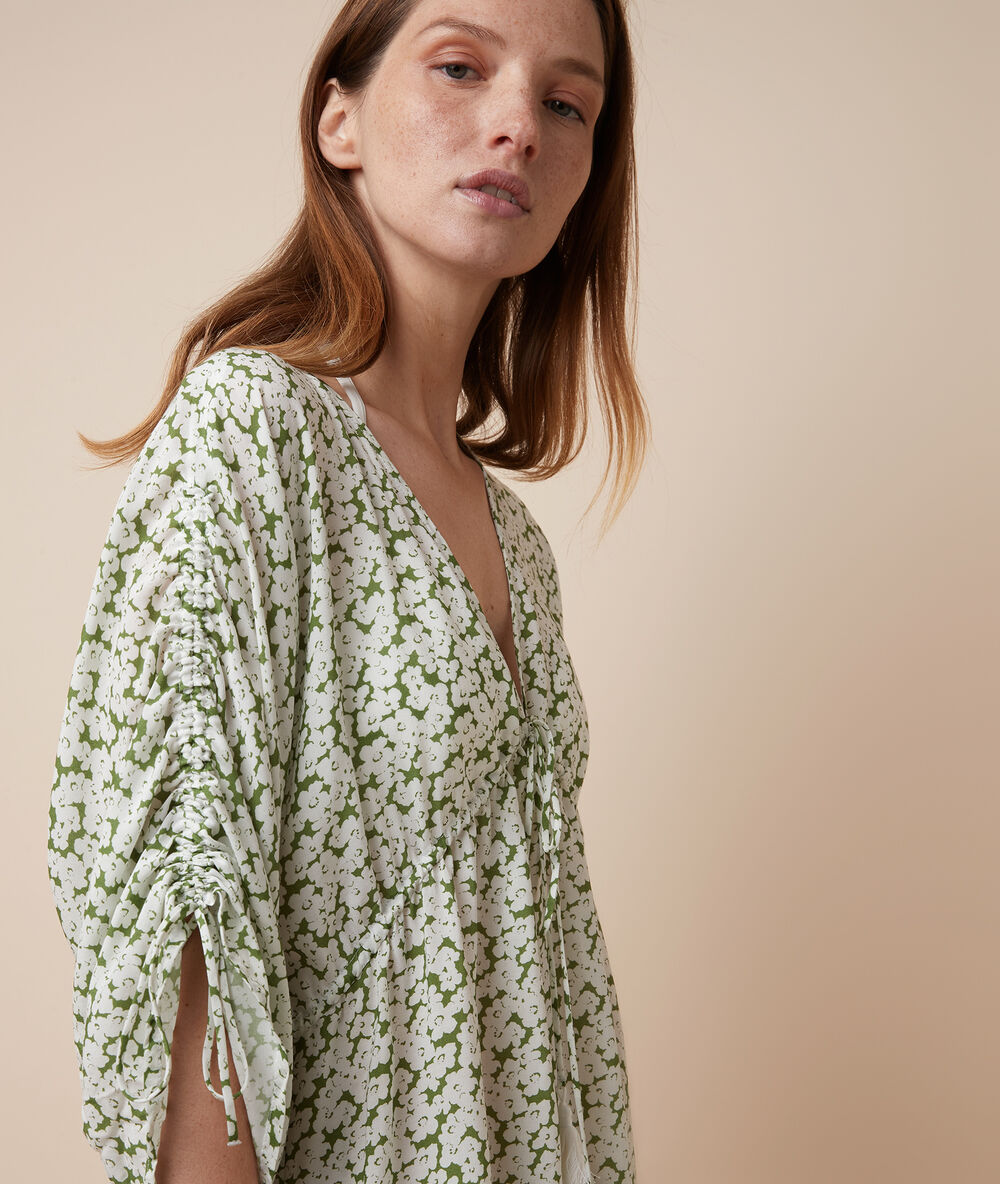 Robe imprimé floral imp fd blanc.
