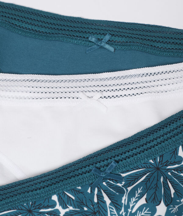 Lot de 3 culottes en coton bleu.