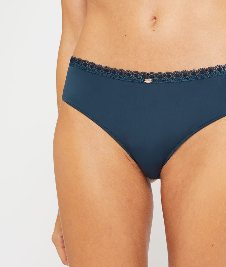 Hipster dentelle et microfibre bleu.