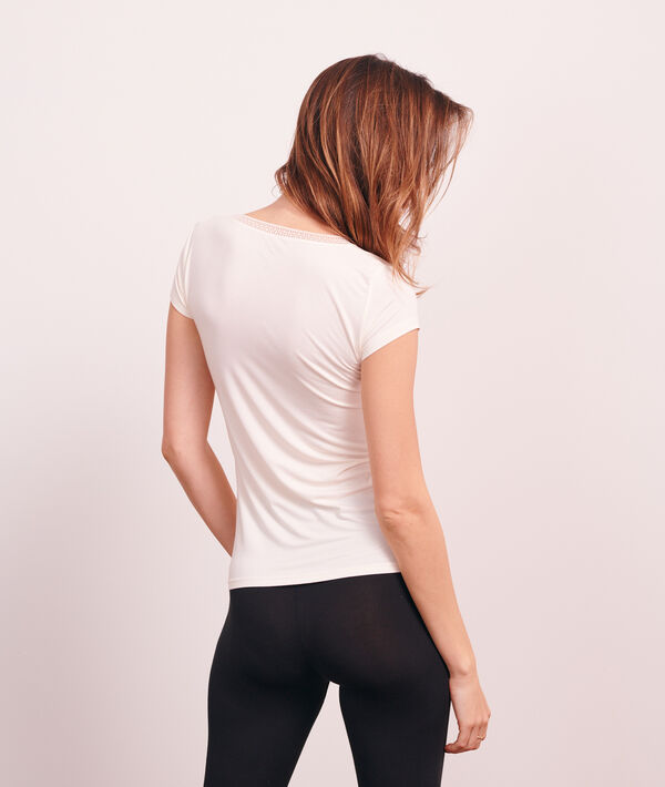 Top manches courtes col V dentelle Top manches courtes col V dentelle;${refinementColor}