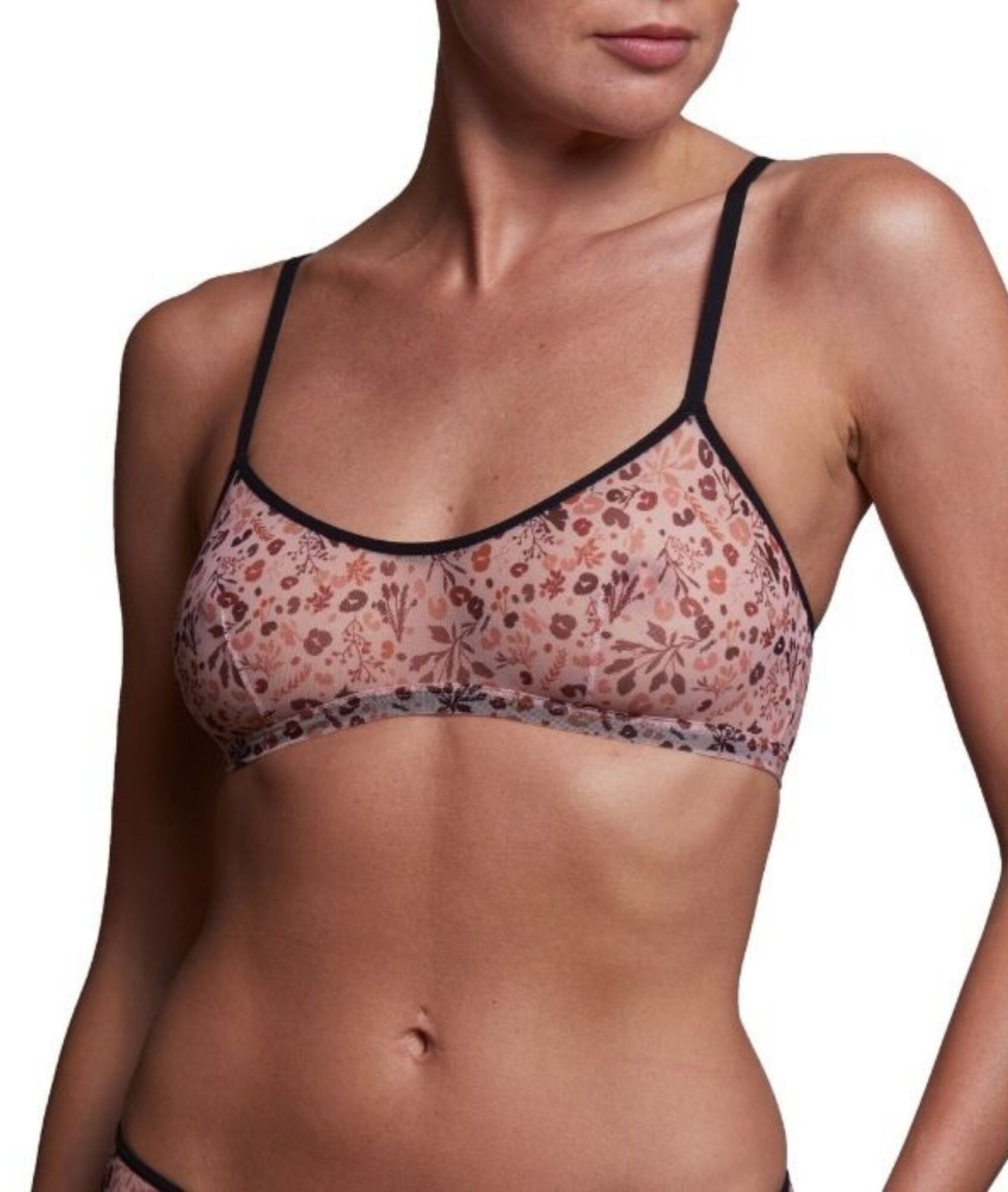 Brassière en tulle motif léofleur - Esquisse - S - Marron - Femme - Etam