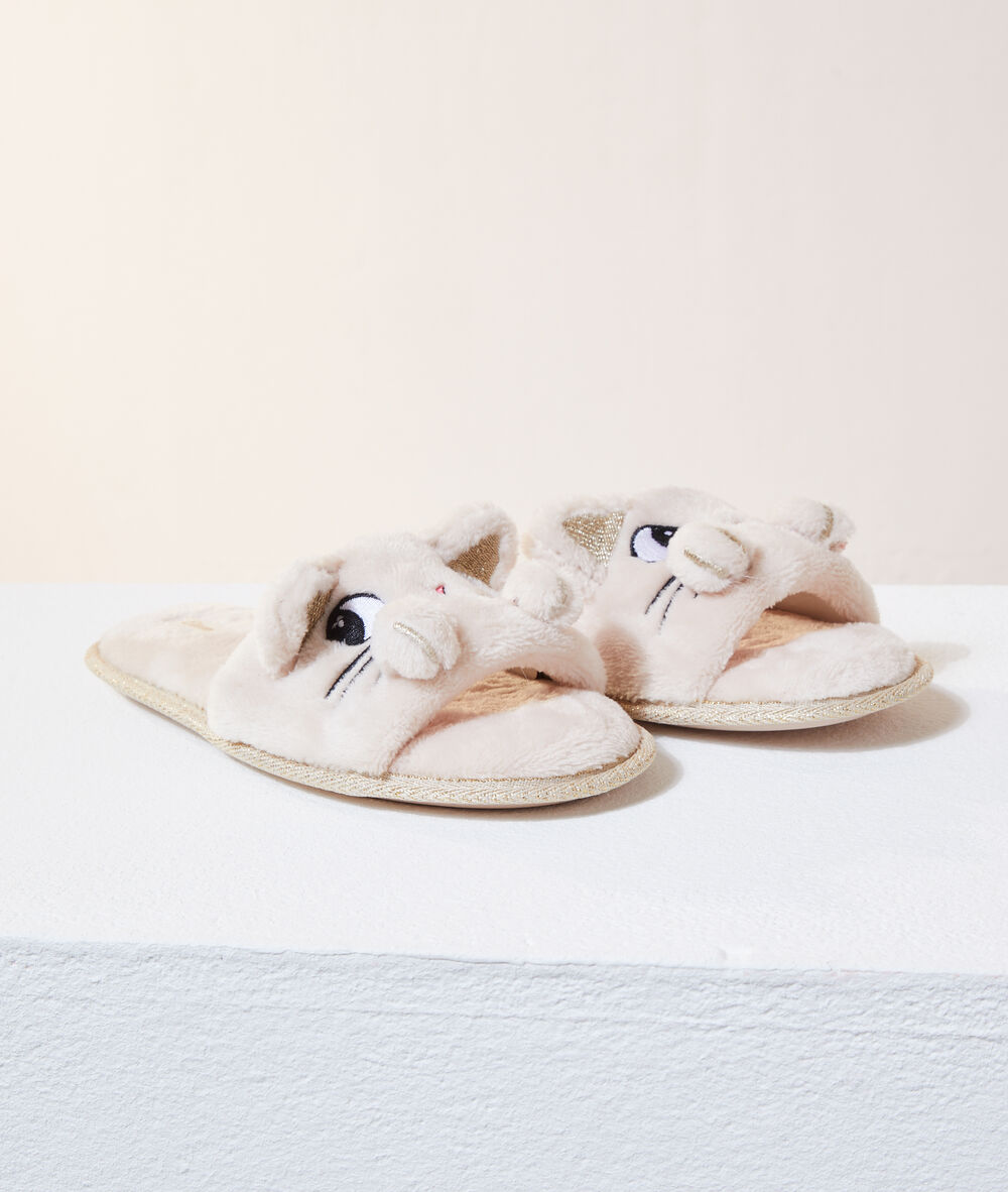 Mules ouvertes écureuil beige.