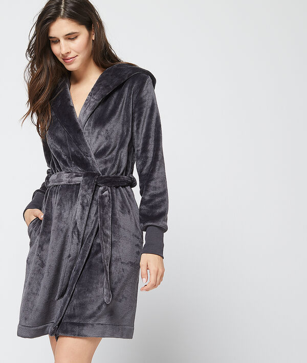 Déshabillé épais maille ultra douce gris.
