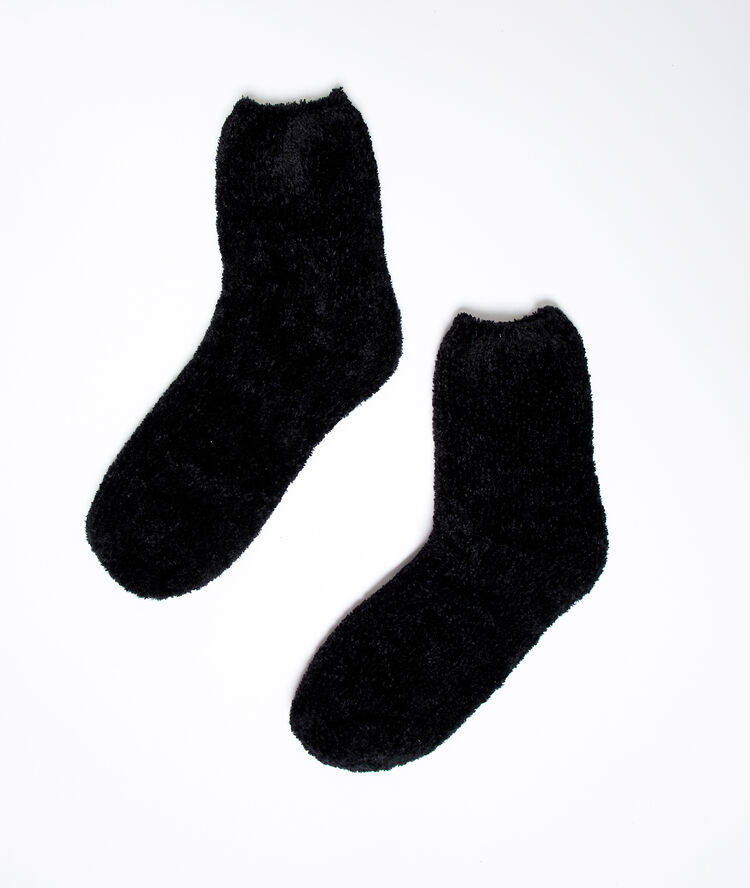 Chaussettes doudou satinées noir.