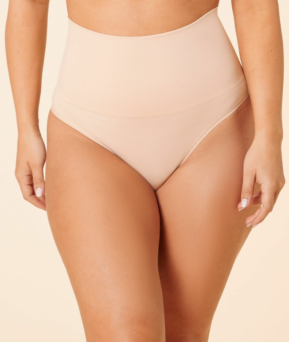 String shapewear taille haute - maintien médium beige.