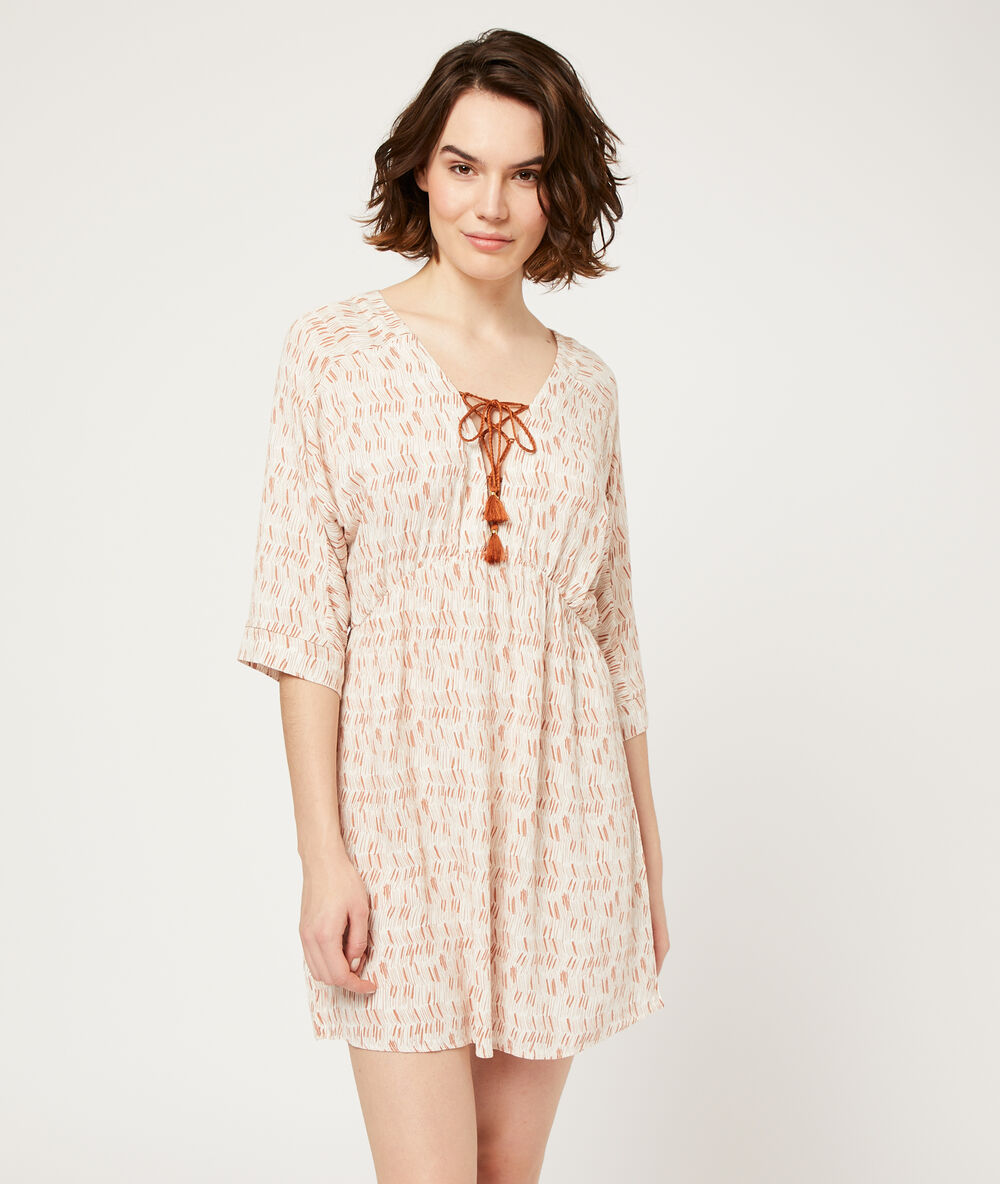 Chemise de nuit à pompons terracotta.