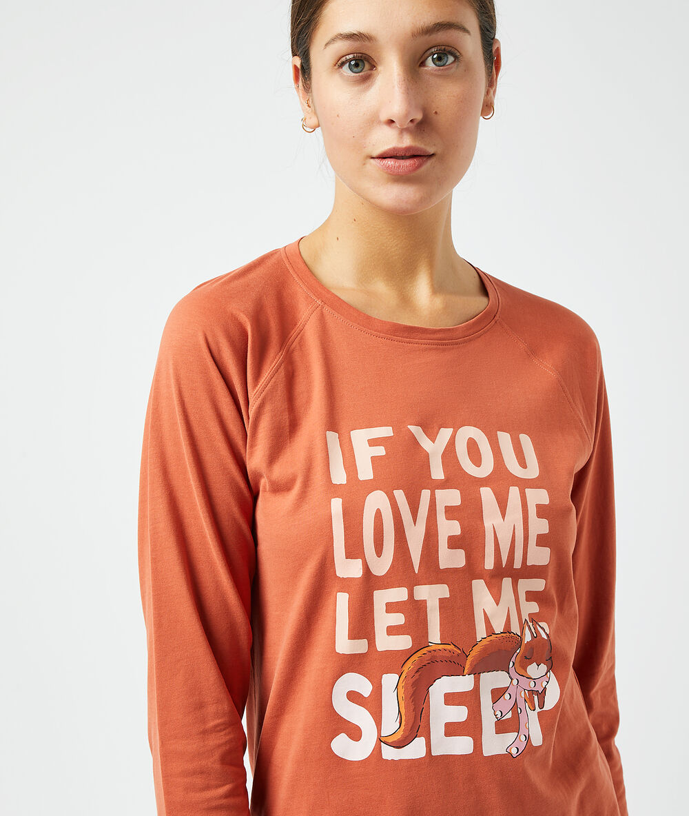 T-shirt "if you love me let me sleep" brique roux.