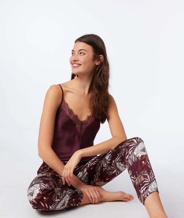 Pantalon satiné imprimé floral Pantalon satiné imprimé floral